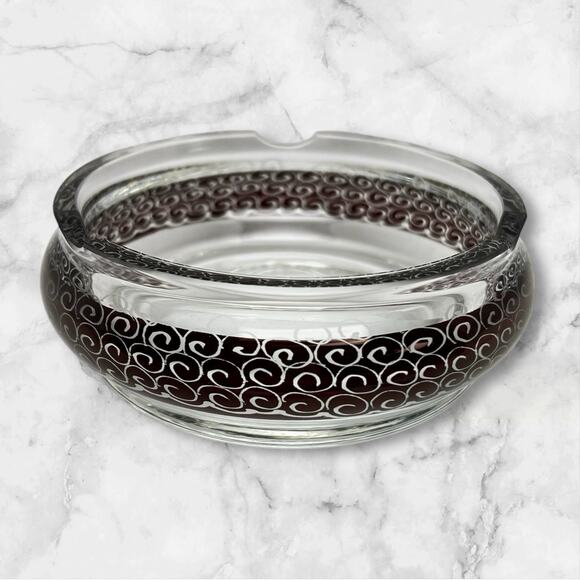 Vintage Egermann Ruby Red Cut To Clear Bohemian Crystal Cigarette Ashtray - Picture 1 of 9